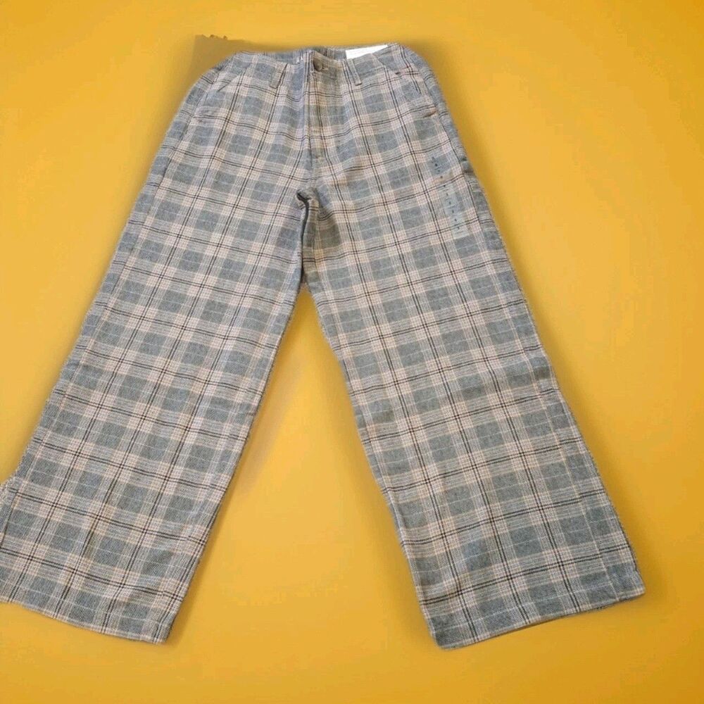 AMERICAN EAGLE SIZE:8 SHORT (30") CASUAL PLAID SUPER HIGH RISE WIDE LEG*NWT*